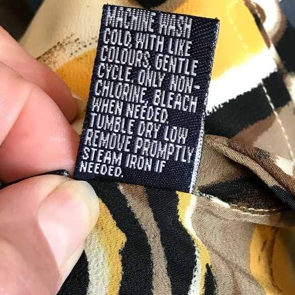 Kaleidoscope Sleeveless Blouse Womens Size M Brown Gold Tie‎ Neck Side Zipper - Picture 10 of 10